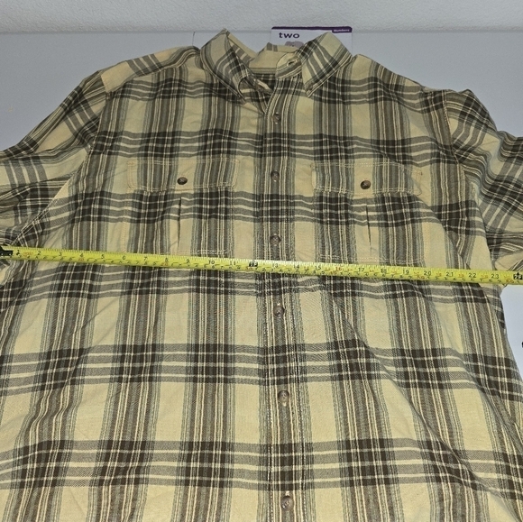 Eddie Bauer Shirt Men XXL Striped Button Up Brown Green Collared Long Sleeves - Picture 9 of 13